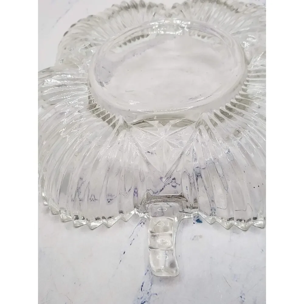 Vintage Clear Glass Clover Shamrock Shaped Trinket Candy Dish 6